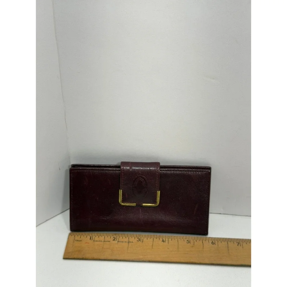 Buxton Vintage Burgundy Leather‎ Bifold Clutch Wallet Snap Closure checkbook